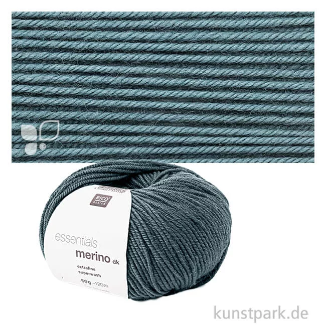 Artikelbild 1 des Artikels “Rico Wolle - Essentials Merino dk, 100% Wolle, 50g, 120m Farbe | Hellpetrol“