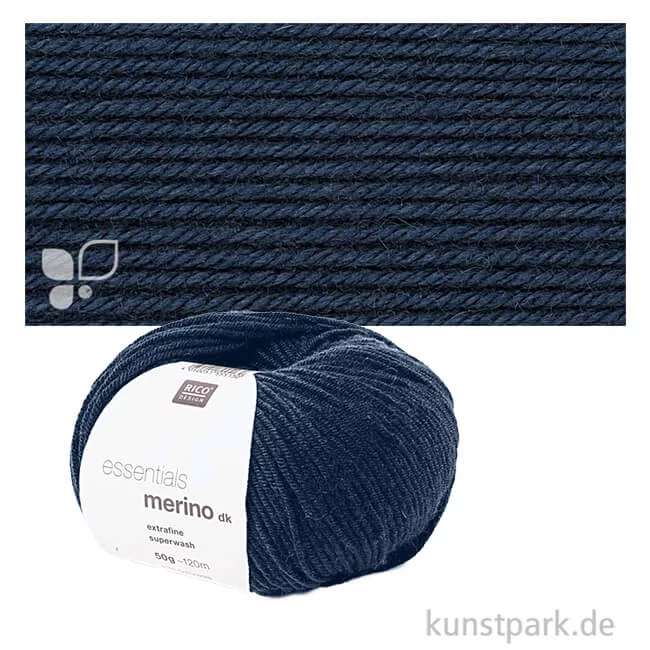 Artikelbild 1 des Artikels “Rico Wolle - Essentials Merino dk, 100% Wolle, 50g, 120m Farbe | Navy“