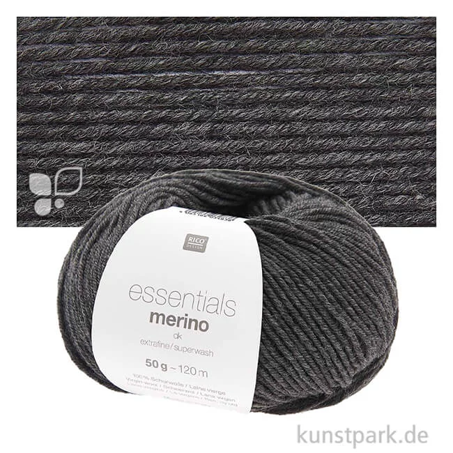 Artikelbild 1 des Artikels “Rico Wolle - Essentials Merino dk, 100% Wolle, 50g, 120m Farbe | Anthrazit Melange“