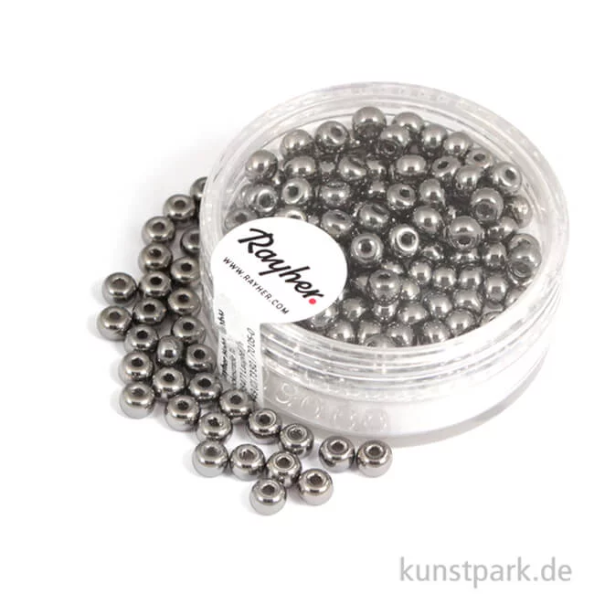 Artikelbild 1 des Artikels “Rocailles metallic matt - 4 mm - 150 Stück Dose | Anthrazit glanz“
