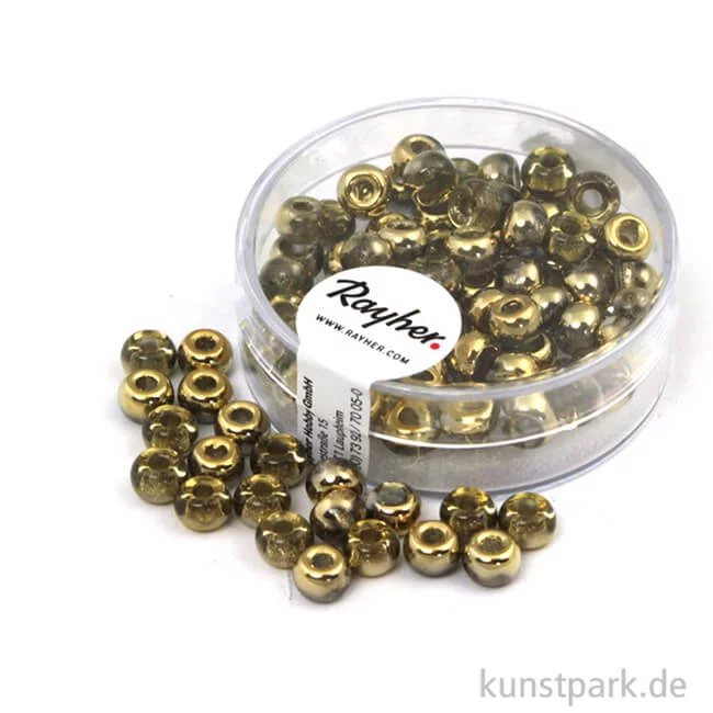 Artikelbild 1 des Artikels “Rocailles Metallic mit Großloch - 5,5 mm - 80 Stück Gold“