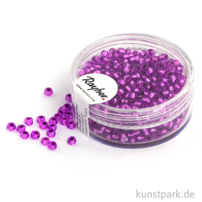 Artikelbild 1 des Artikels “Rocailles mit Silbereinzug - 2,6 mm - 16 g Dose | Flieder - Nicht Waschbar“