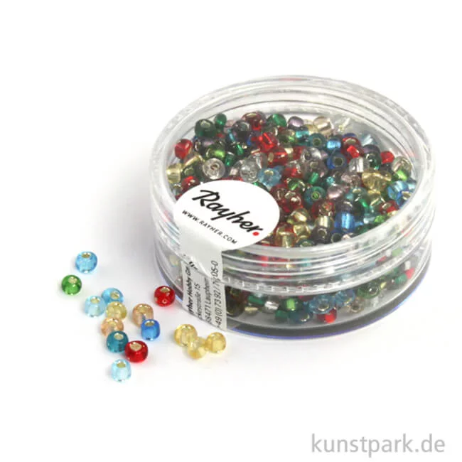 Artikelbild 1 des Artikels “Rocailles mit Silbereinzug - 2,6 mm - 16 g Dose | Gemischt - Nicht Waschbar“