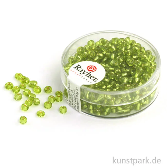 Artikelbild 1 des Artikels “Rocailles mit Silbereinzug - 2,6 mm - 16 g Dose | Hellgrün“