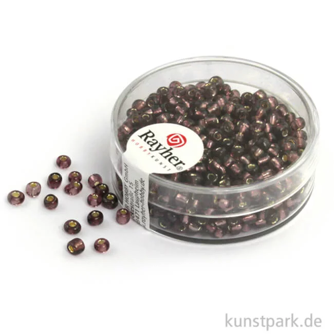 Artikelbild 1 des Artikels “Rocailles mit Silbereinzug - 2,6 mm - 16 g Dose | Lila“