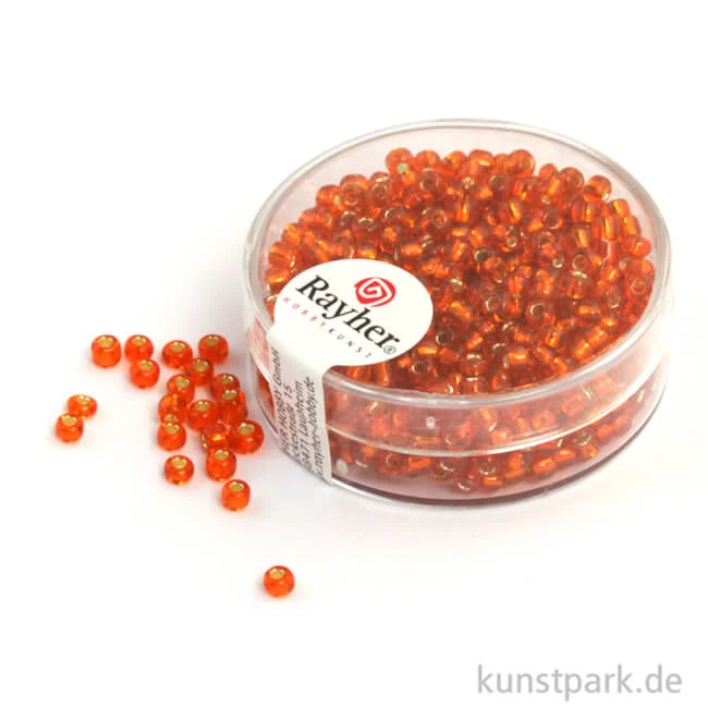 Artikelbild 1 des Artikels “Rocailles mit Silbereinzug - 2,6 mm - 16 g Dose | Orange“