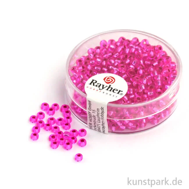 Artikelbild 1 des Artikels “Rocailles mit Silbereinzug - 2,6 mm - 16 g Dose | Pink - Nicht Waschbar“