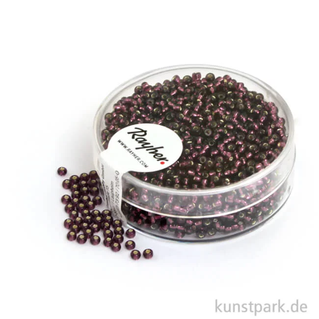 Artikelbild 1 des Artikels “Rocailles mit Silbereinzug - 2 mm - 17 g Dose | Lila“