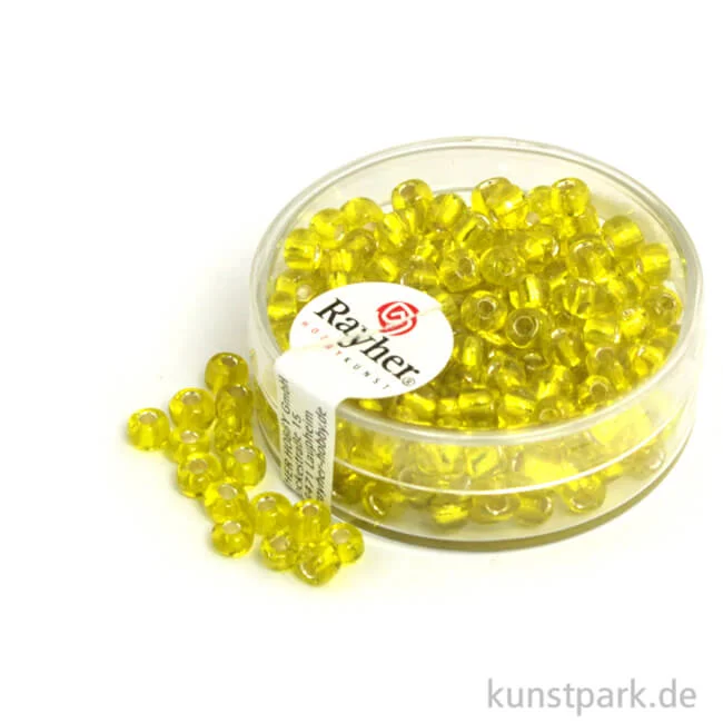 Artikelbild 1 des Artikels “Rocailles mit Silbereinzug - 4 mm - 17 g Dose | Gelb“