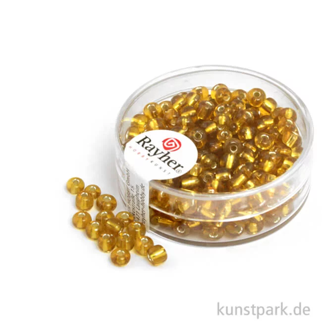 Artikelbild 1 des Artikels “Rocailles mit Silbereinzug - 4 mm - 17 g Dose | Gold“