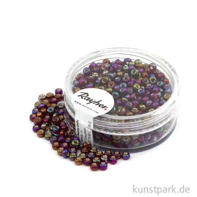 Artikelbild 1 des Artikels “Rocailles mit Silbereinzug & Rainbow - 2,6 mm - 17 g Dose | Pompadur-Rot“