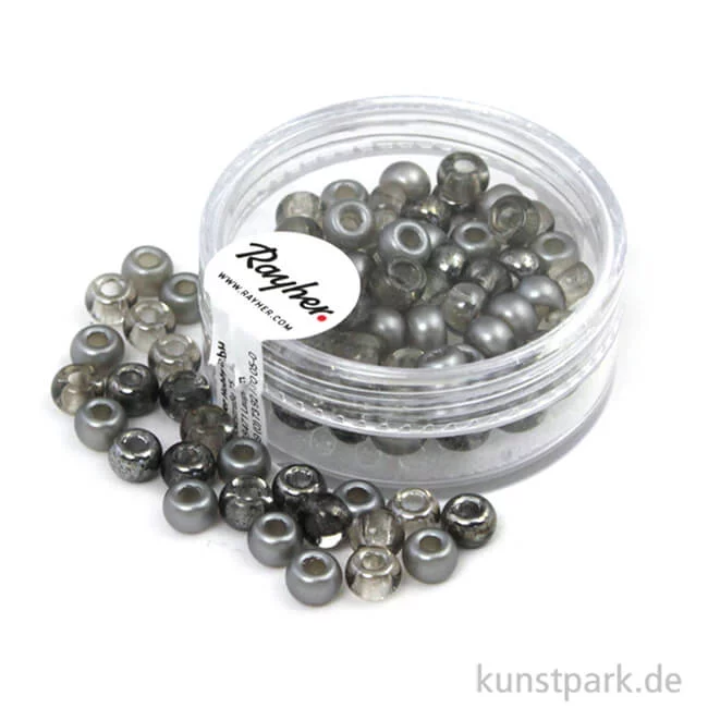 Artikelbild 1 des Artikels “Rocailles-MIX mit Großloch - 5,5 mm - 80 Stück Dose | Grau-Töne“