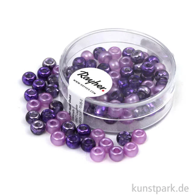 Artikelbild 1 des Artikels “Rocailles-MIX mit Großloch - 5,5 mm - 80 Stück Dose | Lila-Töne“