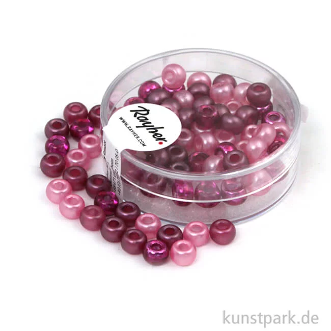 Artikelbild 1 des Artikels “Rocailles-MIX mit Großloch - 5,5 mm - 80 Stück Dose | Pink-Töne“