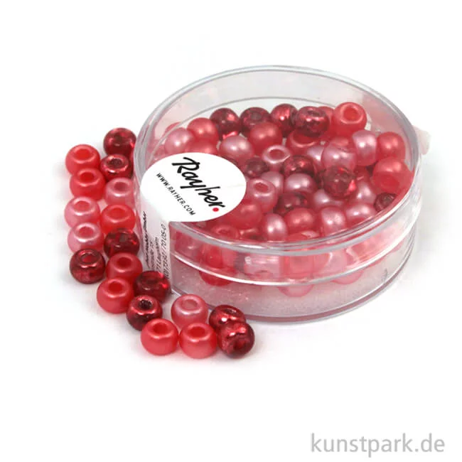 Artikelbild 1 des Artikels “Rocailles-MIX mit Großloch - 5,5 mm - 80 Stück Dose | Rot-Töne“