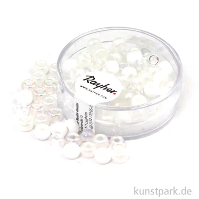 Artikelbild 1 des Artikels “Rocailles-MIX mit Großloch - 5,5 mm - 80 Stück Dose | Weiß-Töne“