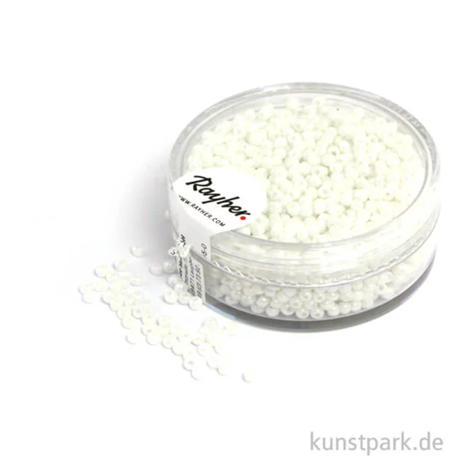 Artikelbild 1 des Artikels “Rocailles opak gelüstert - 2 mm - 17 g Dose | Weiß“