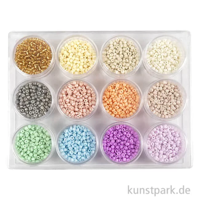 Artikelbild 1 des Artikels “Rocailles Perlen Set - Pastellfarben, 3 mm, 12 x 17g “
