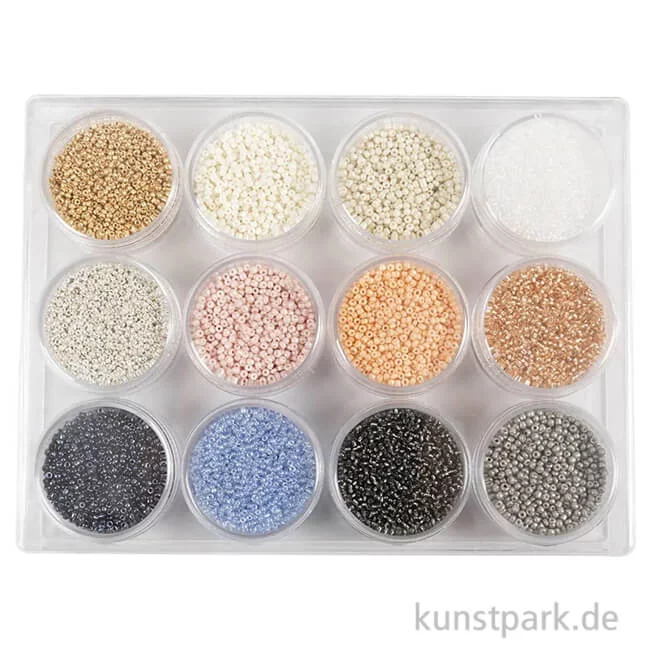 Artikelbild 1 des Artikels “Rocailles Perlen Set - sanfte Farben, 1,7 mm, 12 x 15g “