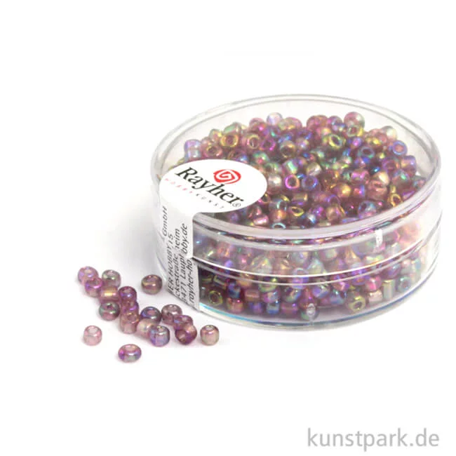Artikelbild 1 des Artikels “Rocailles transparent gelüstert - 2,6 mm - 17 g Dose | Flieder“