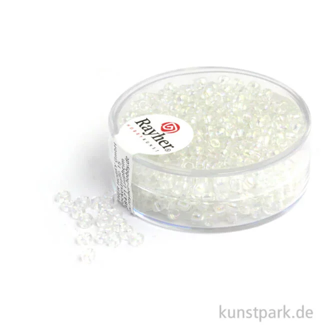 Artikelbild 1 des Artikels “Rocailles transparent gelüstert - 2,6 mm - 17 g Dose | Silber“