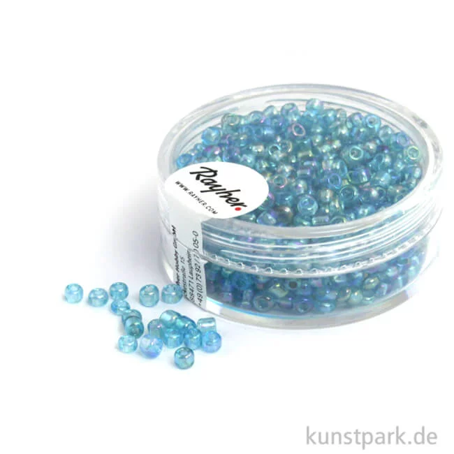 Artikelbild 1 des Artikels “Rocailles transparent gelüstert - 2,6 mm - 17 g Dose | Türkis“