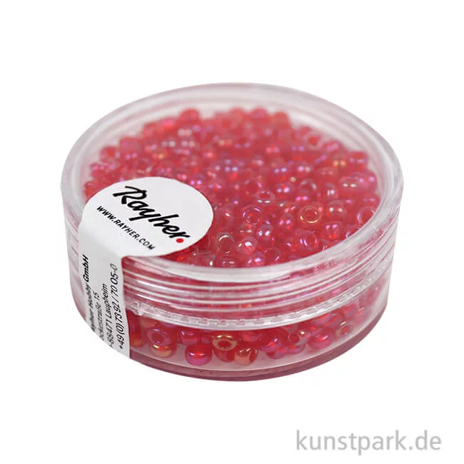 Artikelbild 1 des Artikels “Rocailles transparent gelüstert - 2,6 mm - 17 g Dose | Rot“