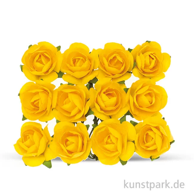 Artikelbild 1 des Artikels “Röschen mit Draht, 18 mm 12 Stk. | Gelb“