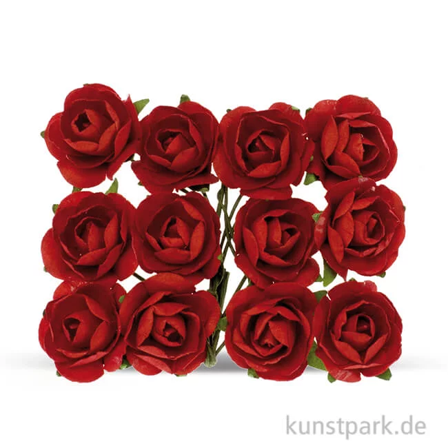 Artikelbild 1 des Artikels “Röschen mit Draht, 18 mm 12 Stk. | Rot“