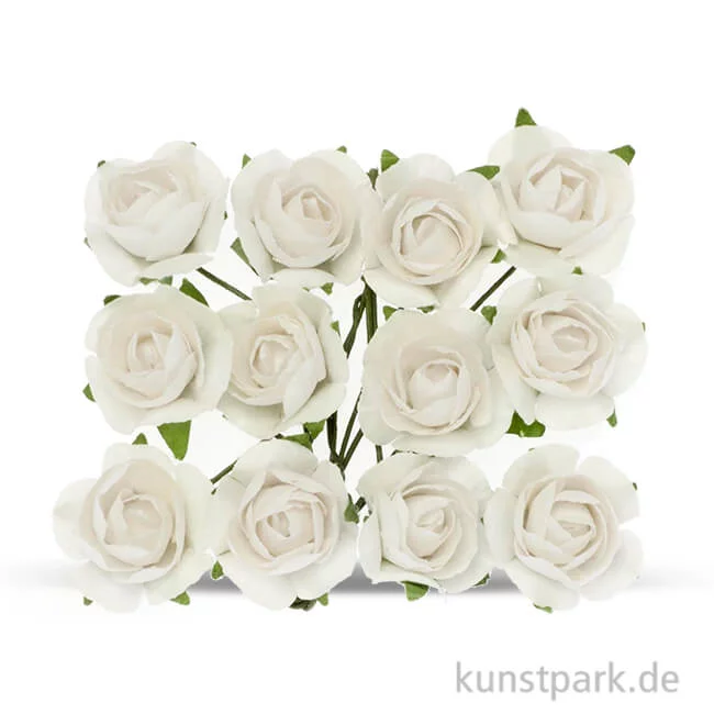 Artikelbild 1 des Artikels “Röschen mit Draht, 18 mm 12 Stk. | Weiß“