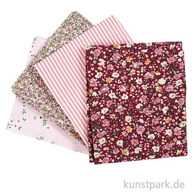 Artikelbild 1 des Artikels “Rosa Patchwork-Stoff im Set, Größe 45x55 cm, 4 Stück “