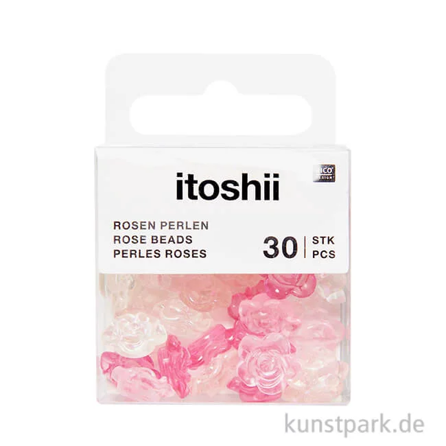 Artikelbild 1 des Artikels “Rosen Perlen, Irisierend Pink Transparent, 12 x 7 mm, 30 Stück “