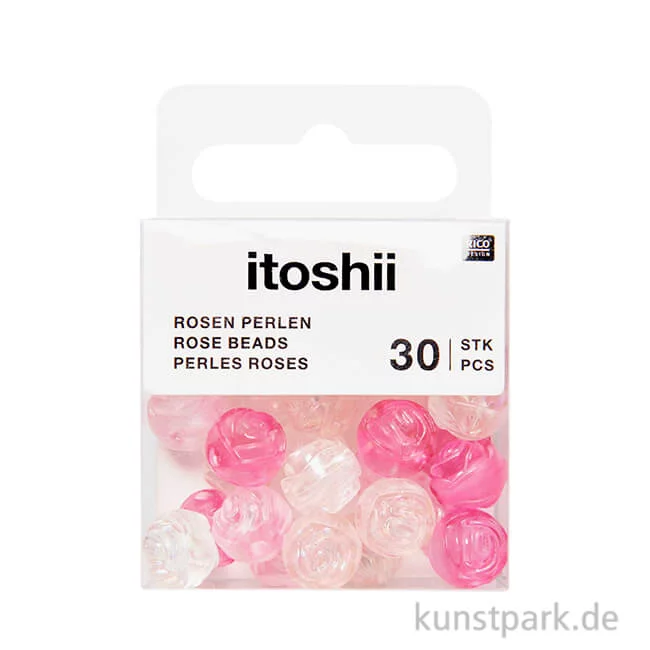 Artikelbild 1 des Artikels “Rosen Perlen Rund, Irisierend Pink Transparent, 9 x 8 mm, 30 Stück “