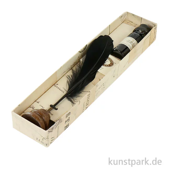 Artikelbild 1 des Artikels “Rubinato Kalligrafie-Set mit schwarzem Federkiel, 3 teilig in Geschenkbox “