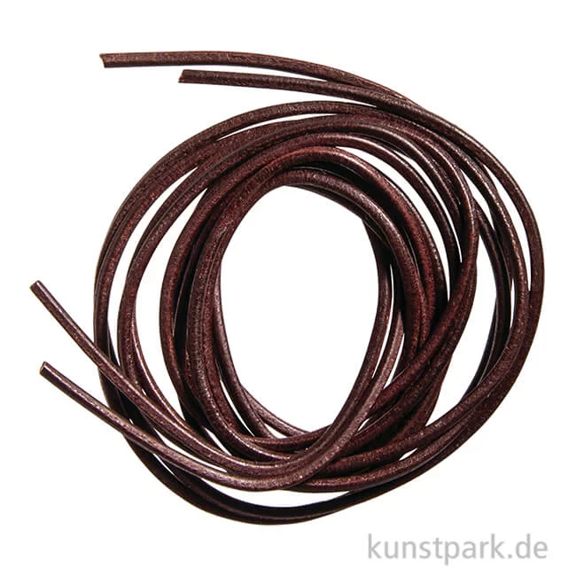 Artikelbild 1 des Artikels “Rundriemen aus Rindleder 2mm, Länge 100 cm - Dunkelbraun, 2 Stück “