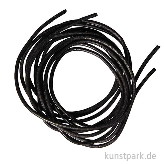 Artikelbild 1 des Artikels “Rundriemen aus Rindleder 2mm, Länge 100 cm - Schwarz, 2 Stück “
