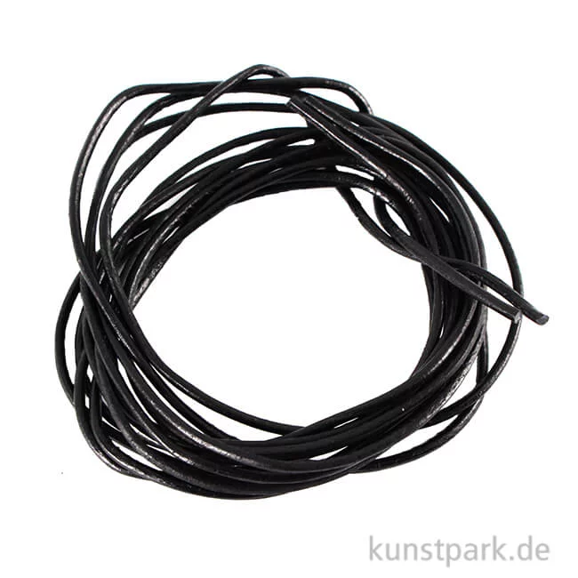 Artikelbild 1 des Artikels “Rundriemen aus Ziegenleder 1,5mm, Länge 100 cm - Schwarz, 2 Stück “