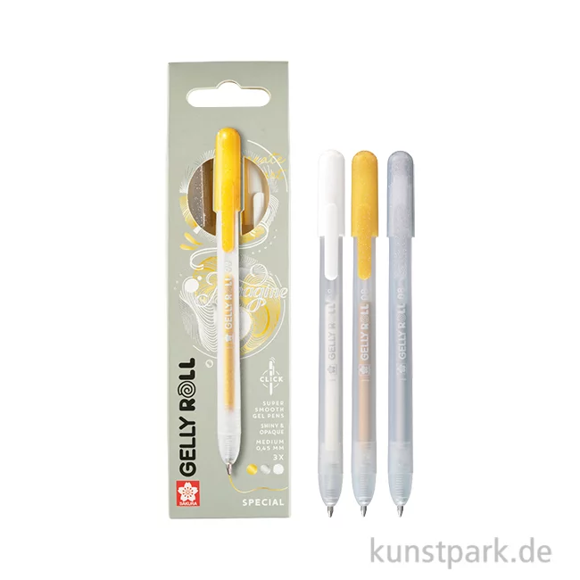 Artikelbild 1 des Artikels “Sakura Gelly Roll 3er Set, Retractable, Gold-Silber-Weiß “