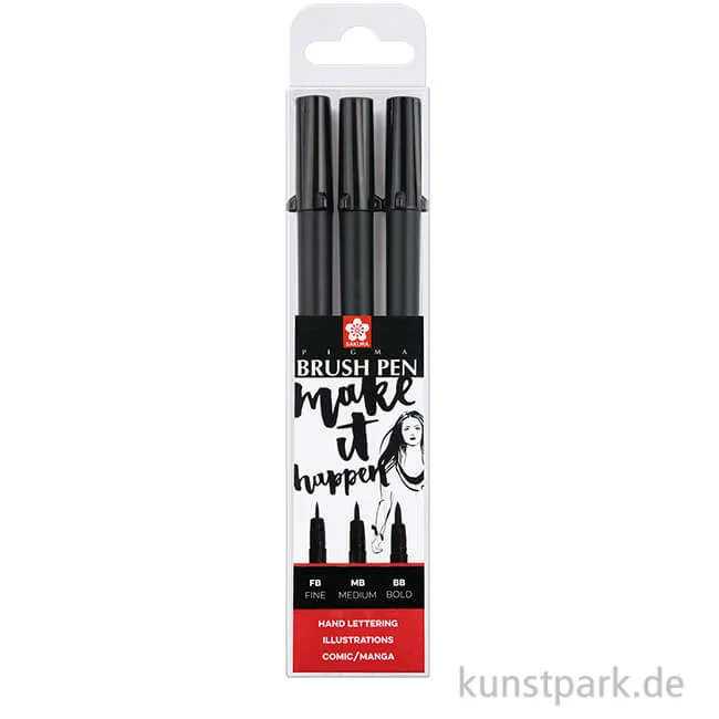 Artikelbild 1 des Artikels “Sakura PIGMA Brush Pen 3er-Set Schwarz “