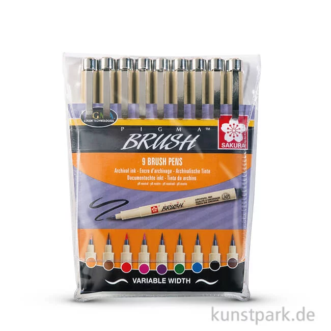 Artikelbild 1 des Artikels “Sakura PIGMA Brush Pen Set - 9 verschiedene Farben “