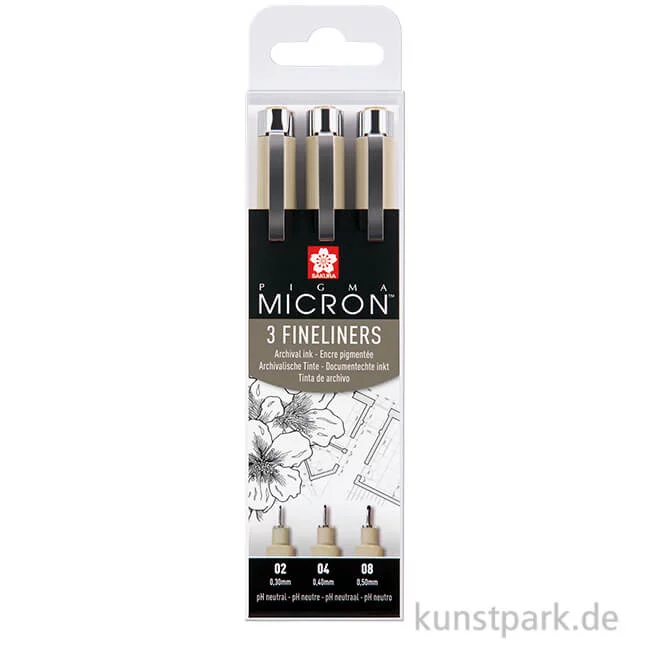 Artikelbild 1 des Artikels “Sakura PIGMA Micron Set - 3 Fineliner 0,3-0,5 mm, Schwarz “