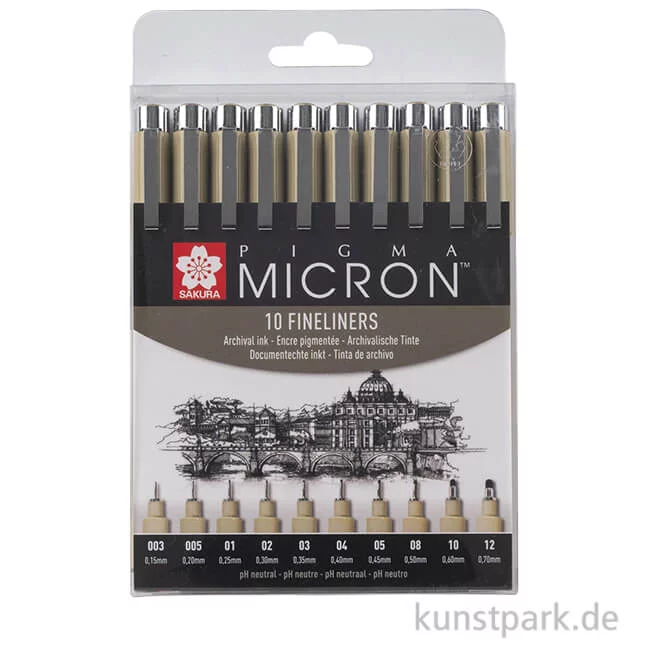 Artikelbild 1 des Artikels “Sakura PIGMA Micron Set - 10 Fineliner 0,15-0,7 mm, Schwarz “