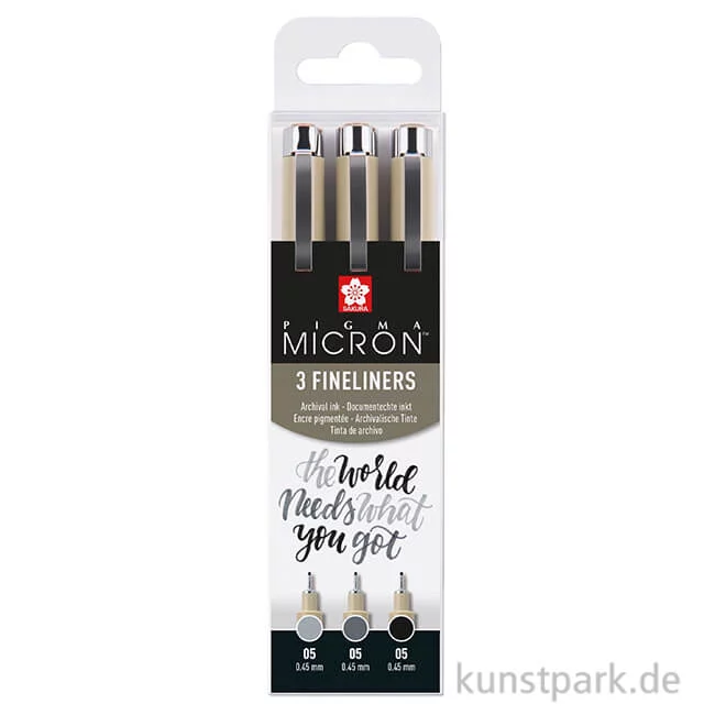Artikelbild 1 des Artikels “Sakura PIGMA Micron Set - 3 Fineliner 0,45 mm, Schwarz + Grau “