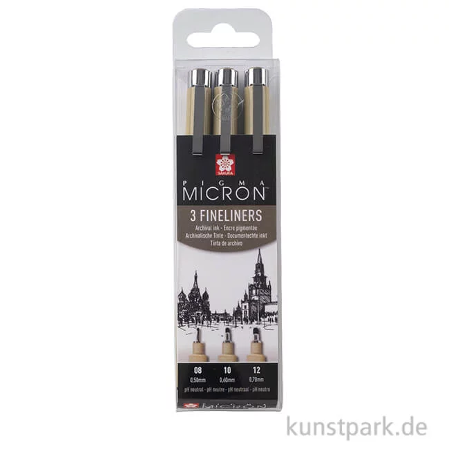 Artikelbild 1 des Artikels “Sakura PIGMA Micron Set - 3 Fineliner 0,5-0,7 mm, Schwarz “