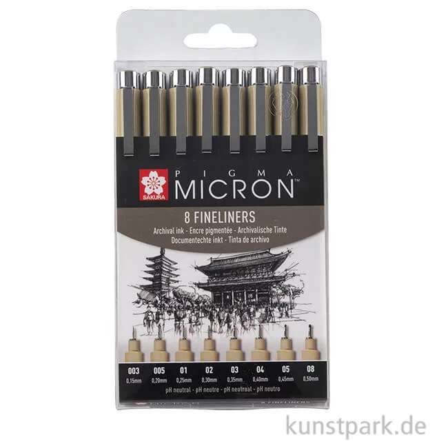 Artikelbild 1 des Artikels “Sakura PIGMA Micron Set - 8 Fineliner 0,15-0,5 mm, Schwarz “