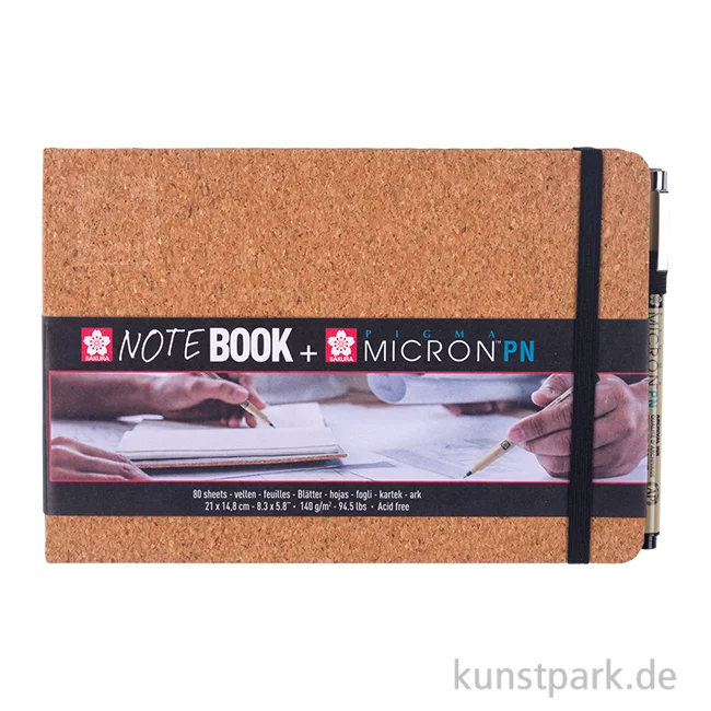 Artikelbild 1 des Artikels “Sakura Skizzenbuch, Kork, 80 Blatt, Cremeweiß, 140g + Pigma Micron PN 21 x 14,8 cm“