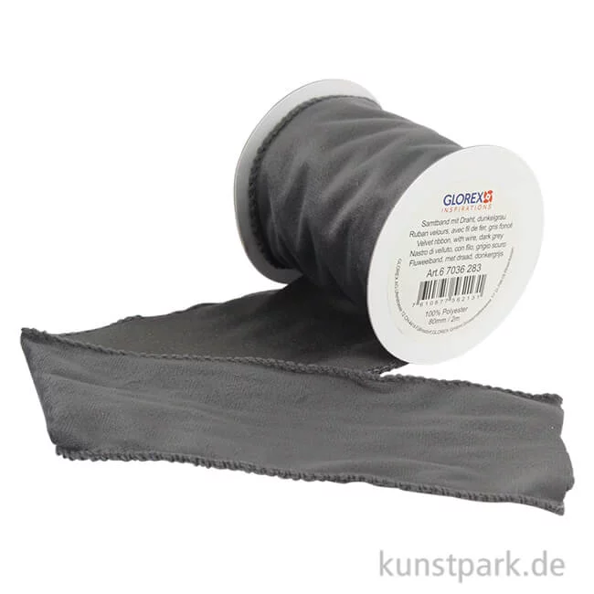 Artikelbild 1 des Artikels “Samtband mit Drahtverstärkung - Dunkelgrau 8 x 200 cm“
