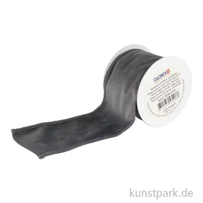 Artikelbild 1 des Artikels “Samtband mit Drahtverstärkung - Dunkelgrau “