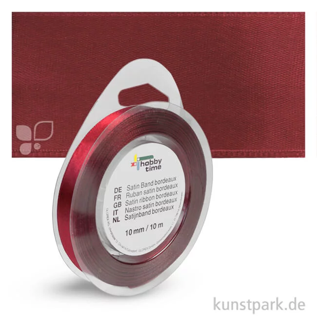 Artikelbild 1 des Artikels “Satinband - 10 mm Breite - 10 m Länge Einzelfarbe | Bordeaux“