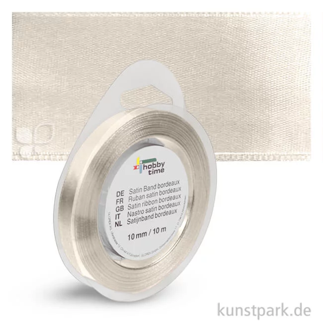 Artikelbild 1 des Artikels “Satinband - 10 mm Breite - 10 m Länge Einzelfarbe | Creme“